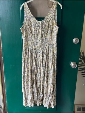 liberty Cream Floral Button-Front Maxi Dress
